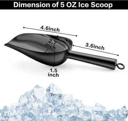 TeamFar Ice Scoop, 5oz Stainless Steel Canister Small Ice Candy Scoops for Kitchen Dispenser Buffet Jars, Healthy & Sturdy, Multi-use & Mirror Finish, Dishwasher Safe-2 PCS, Black
