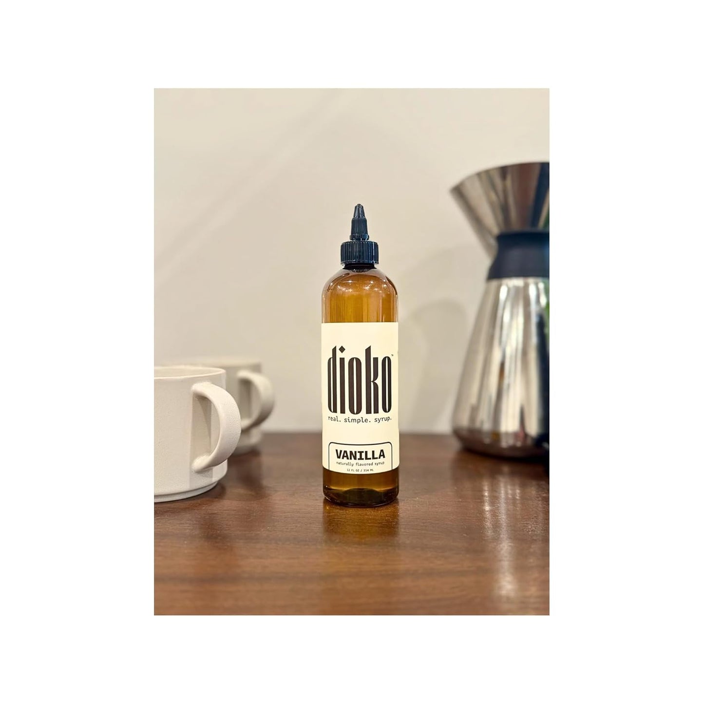 Dioko Premium Syrup, 12 fl. oz Premium Coffee & Dessert Syrup with Easy Pour Spout | No Artificial Dyes or Colors | Perfect for Lattes, Iced Coffee, Cocktails, Pancakes & More (Vanilla)