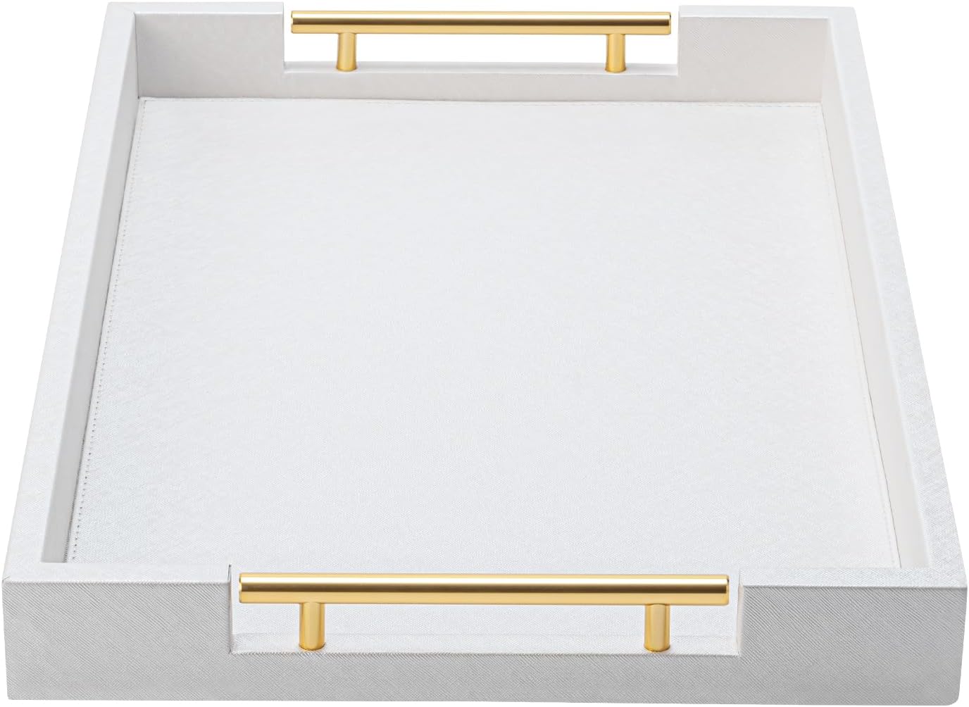 White Decorative Tray for Coffee Table, Modern Large Ottoman Tray for Living Room,Drink Coffee Serving Tray