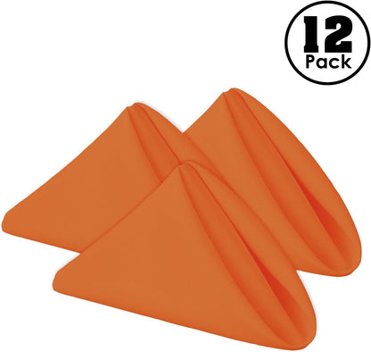 Gee Di Moda Cloth Napkins - 17 x 17 Inch Orange Dinner Napkins - Set of 12 Soft & Absorbent Washable Fabric Cloth Table Napkins with Hemmed Edges for Hotel Restaurant, Holiday Parties & Wedding