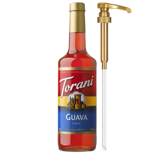 Torani Guava Syrup for Drinks, Flavoring for Iced Tea, Lemonade, Sodas, and Cocktails, Glass Bottle with Pump Included, 25.4 Fl Oz