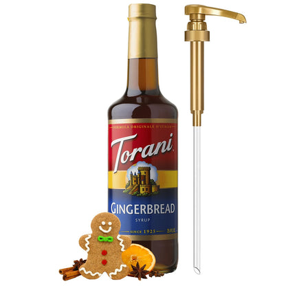 Torani Coffee Syrup, Gingerbread Flavoring for Drinks, Pump Included, 25.4 Fl Oz