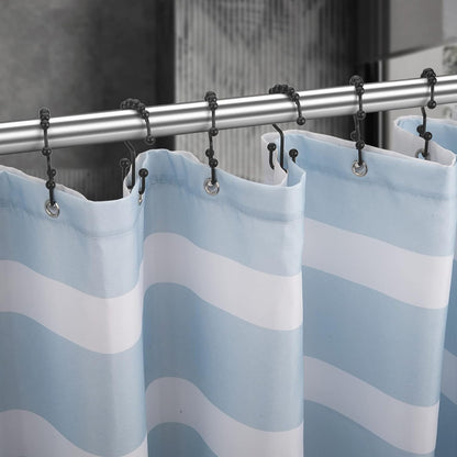 Titanker Black Shower Curtain Hooks Rings, Rust-Resistant Metal Double Glide Shower Hooks for Bathroom Shower Rods Curtains, Set of 12 Hooks - Matte Black