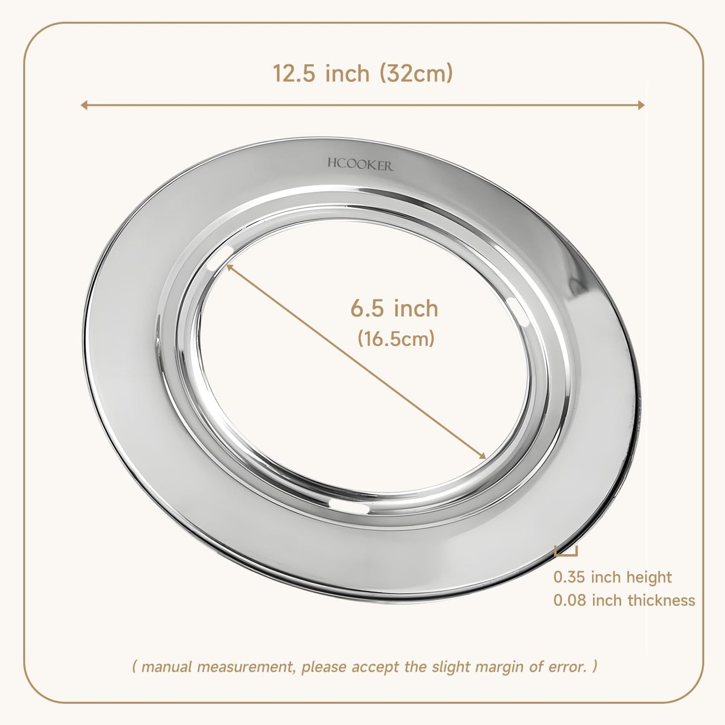 Stainless Steel Steamer Ring, Fits 7 to 12-Inch Bamboo Steamer Baskets, Steaming Adapter for Asian Food, Cooking for Dumpling, Dim Sum, Rice, Veggie, Vegetable, Steam Pot