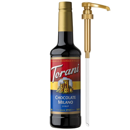 Torani Coffee Syrup, Chocolate Milano Flavored Syrup for Drinks, Pump Included, 25.4 Fl Oz