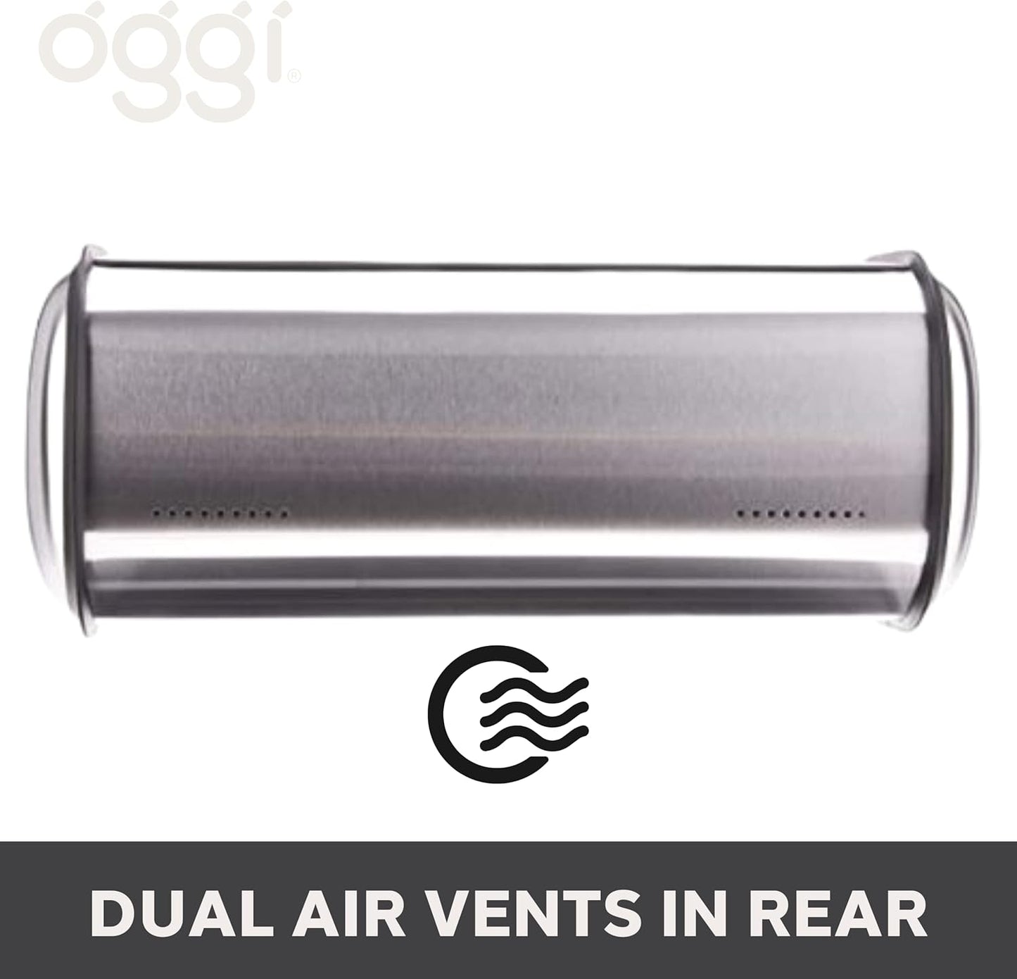 Oggi Stainless Steel Roll Top Bread Box for Kitchen Countertop with Stainless Steel Lid - Fits Multiple Large Loaves of Bread and Other Freshly Baked Goods Including Cookies, Bagels, Muffins