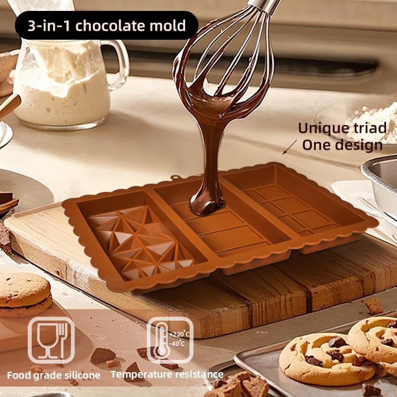 Chocolate Bar Mold - Food Grade Silicone Chocolate Molds, Non-Stick & Easy to Release Deep Mold for Dubai Pistachio Chocolates, Candy, Snacks, Desserts, Cookery, Dishwasher Safe (1)