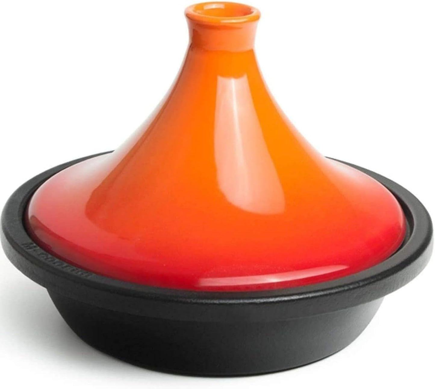 10in Ceramic Tagine Pot with Enameled Cast Iron Base and Cone-Shaped Lid for Braising Slow Cooking Clay Pot Induction Cooker (Orange)