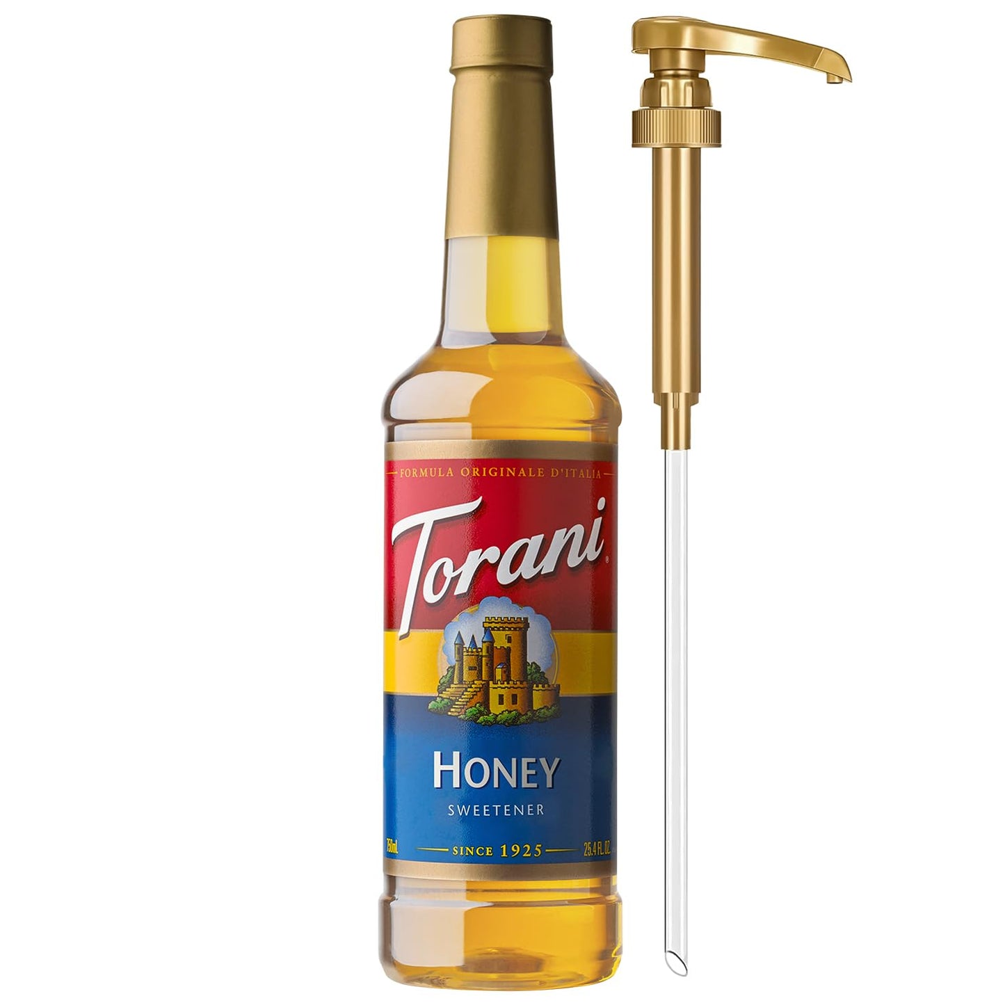 Torani Honey Sweetener, Flavoring for Drinks and Desserts, Pump Included, 25.4 Fl Oz