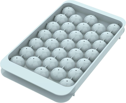 WIBIMEN Ice Cube Tray with Lid - Round Ice Tray for Freezer with Lid - Ice Cube Trays for Freezer (One Tray Only)