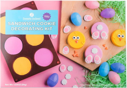 Sweets Indeed Easter Silicone Oreo Mold with Candy Sprinkles And Shapes Bunny Tails Eyes Beaks Decorates 12 cookies Perfect for baking and cookie decoarting 1.03 ounces (Easter)