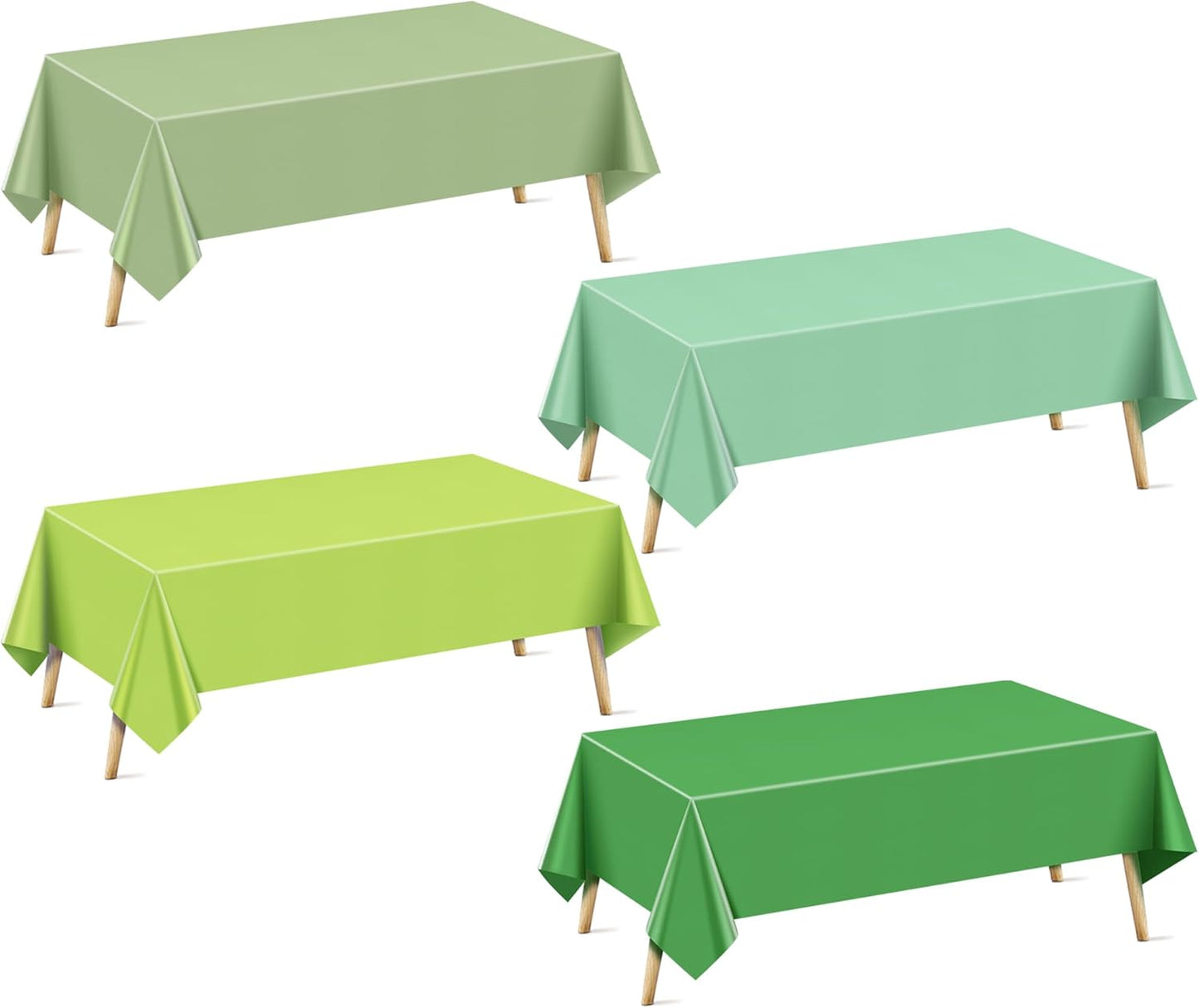12 Pieces Light Green Series Rectangle Tablecloth, 54x72" Solid Color Waterproof & Spillproof Disposable Plastic Table Cover, Durable Party Tablecloth for Dining, Buffet, Picnic, Outdoor Events