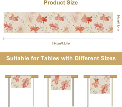 Chinese Goldfish Lotus Table Runner, Asian Oriental Line Art Ink Painting Traditional Culture Table Runner for Home Party Living Room Dinner Kitchen Set, 13x70 Inch