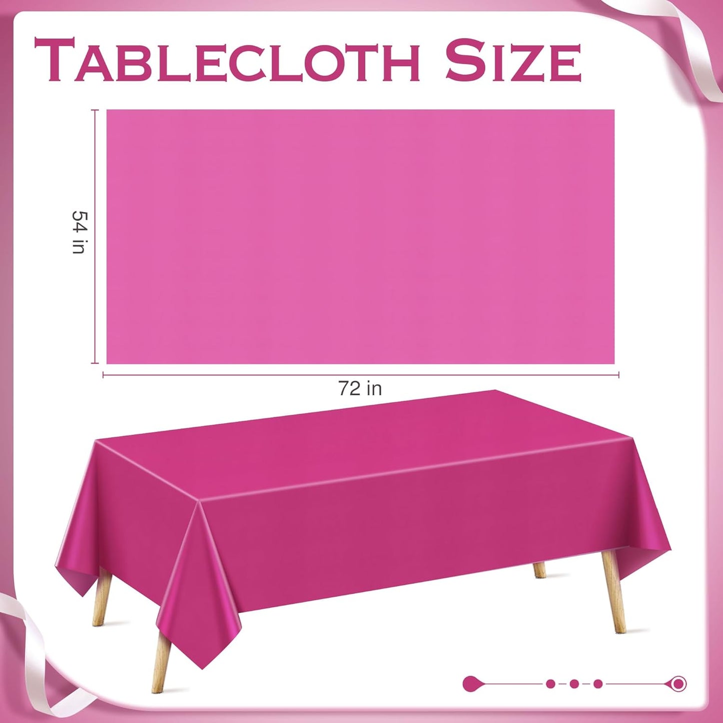 4 Pcs Pink & Purple & Blue Series Rectangle Tablecloth, 54x72" Solid Color Waterproof & Spillproof Disposable Plastic Table Cover, Durable Party Tablecloth for Dining, Buffet, Picnic, Outdoor Events