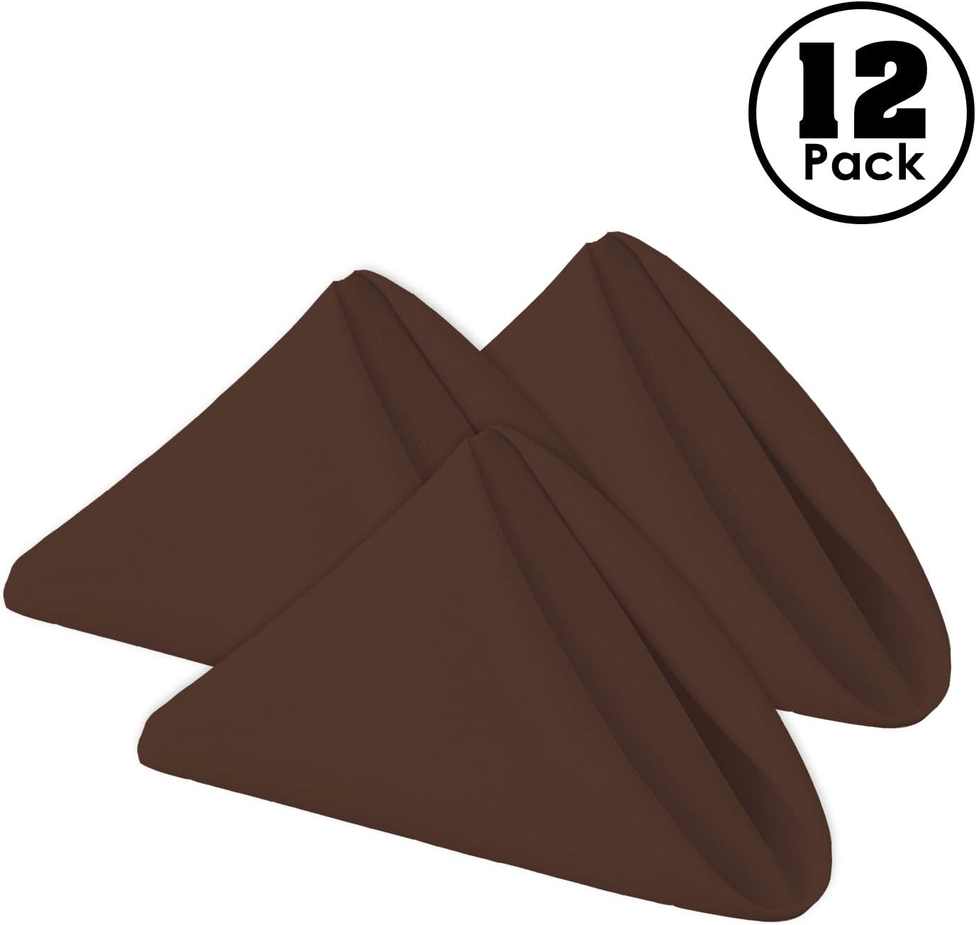 Gee Di Moda Cloth Napkins - 17 x 17 Inch Chocolate Dinner Napkins - Set of 12 Soft & Absorbent Washable Fabric Cloth Table Napkins with Hemmed Edges for Hotel Restaurant, Holiday Parties & Wedding