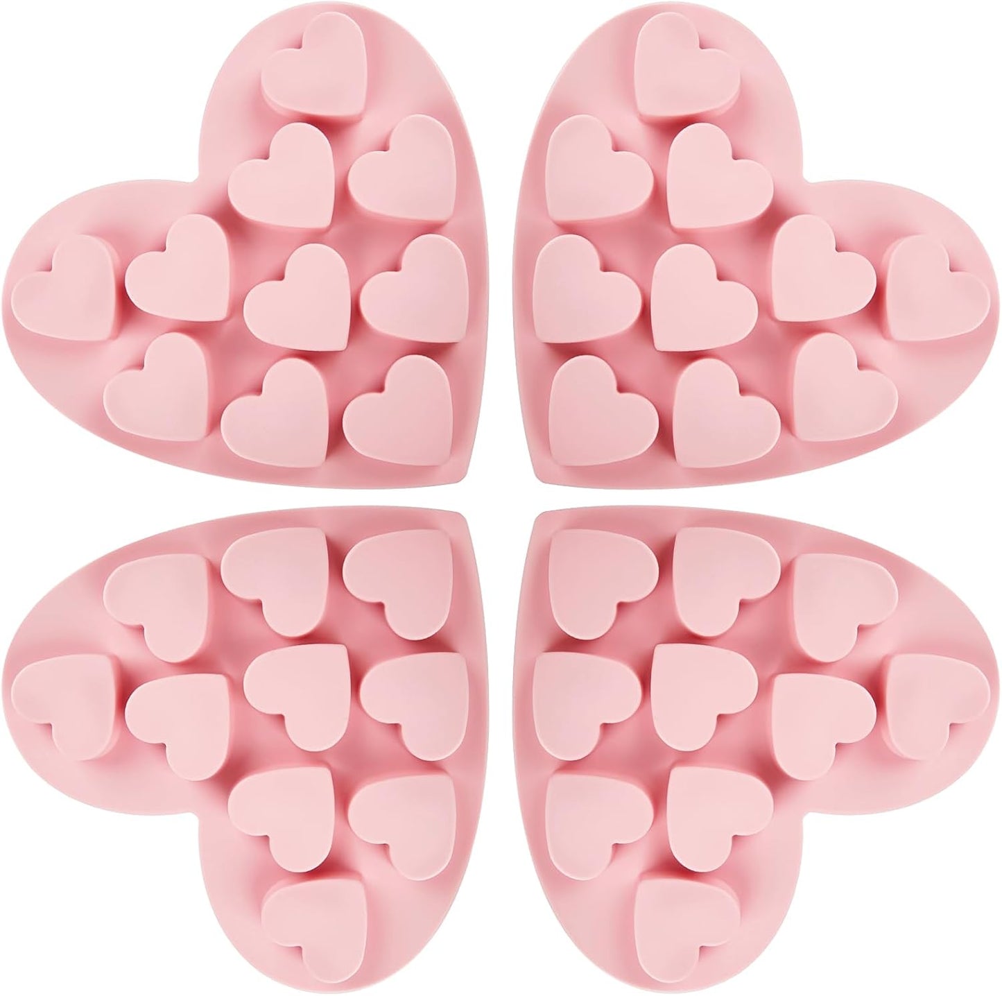 JOERSH 4 Pieces Heart Silicone Molds, Heart Shape Chocolate Candy Molds Non Stick Baking Molds for Valentine's Day Chocolate, Pudding, Cake, Candy, Jelly, Soap