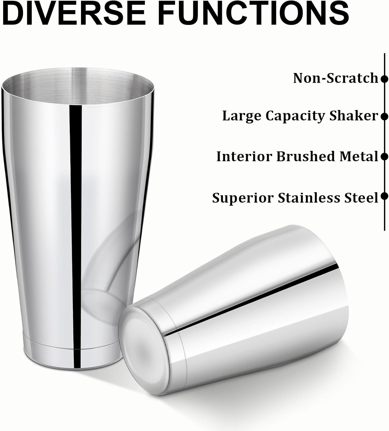 8 Pcs Cocktail Shaker Boston Shaker Set Professional Bartender Kit Bar Stainless Steel Drink Shaker Bartending Martini Tin with 18oz & 28oz Mixed Alcohol Tool for Beginner(Silver)