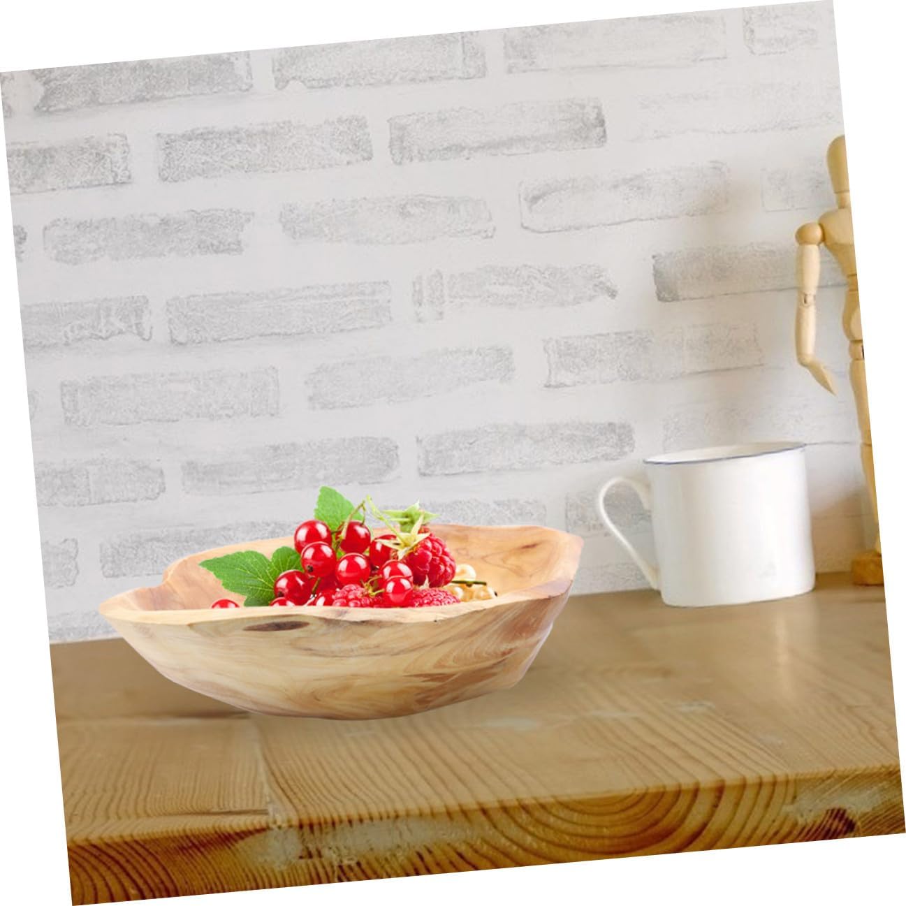 Wooden Serving Bowls, Rustic Wood Fruit Tray, Carved Salad Bowl, Decorative Keys Holder, Coffee Table Display
