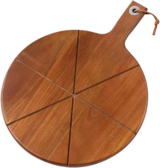 Wooden Pizza Peel & Bamboo Cutting Board 30x40cm Wooden Pizza Cutting Board With 6 Grooves & Handle Reversible Serving Tray For Charcuterie Meat Cheese Bread Fruit Home Kitchen Baking