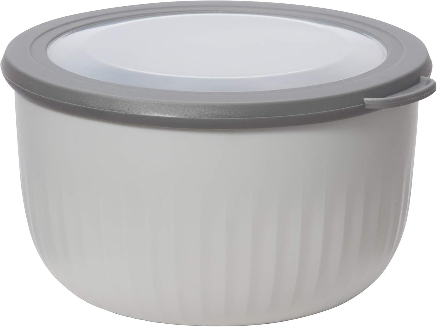 Oggi Prep, Store & Serve Plastic Bowl w/See-Thru Lid - Dishwasher, Microwave & Freezer Safe, (4 qt) Lt Gray w/Dk Gray Lid