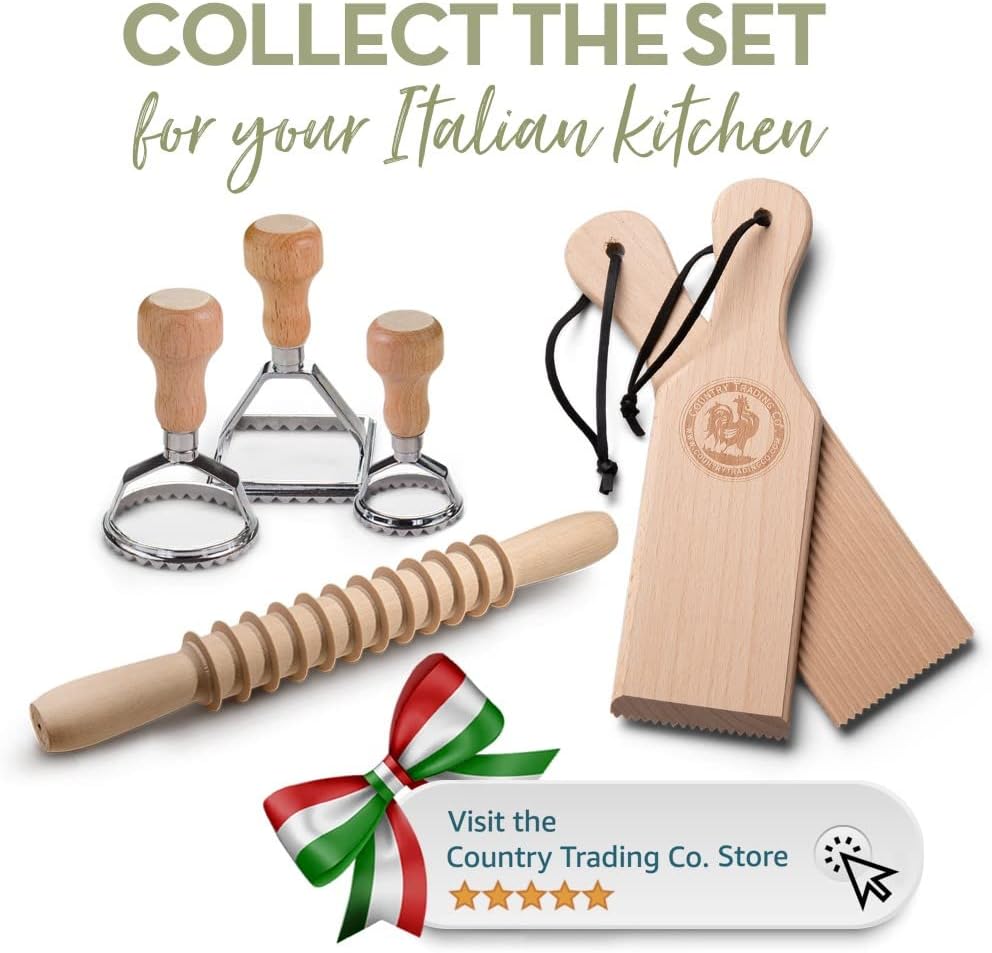 Wooden Pasta Cutter Pappardelle Pasta Maker Rolling Pin Made in Italy with Pasta Recipes