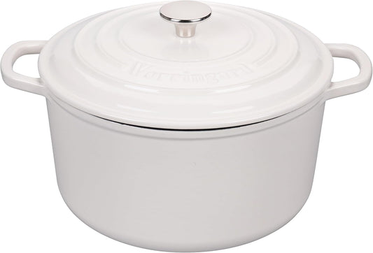Enameled Cast Iron Dutch Oven Pot with Lid, for Sourdough Bread Baking, Round Dutch Ovens, 4.5 Quart, White