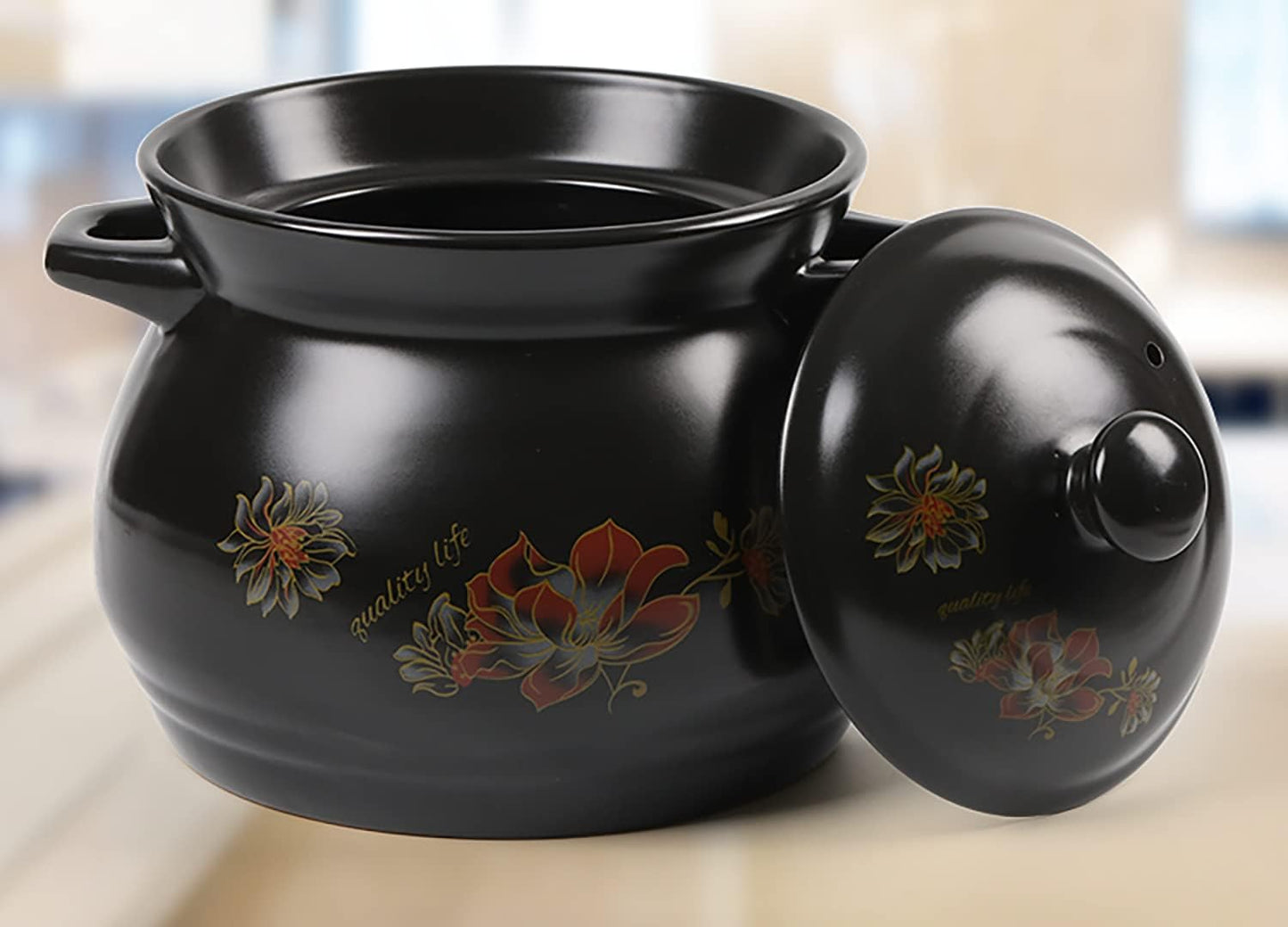 Ceramic Stew Pot Cooking Pots Ceramic Cooking Casserole Saucepan: Vintage Japanese Earthenware Soup Shabu Cookware for Hot Pot Soup Making Gadgets Style 2 Ceramic Pot Clay Cooking Pots,5l