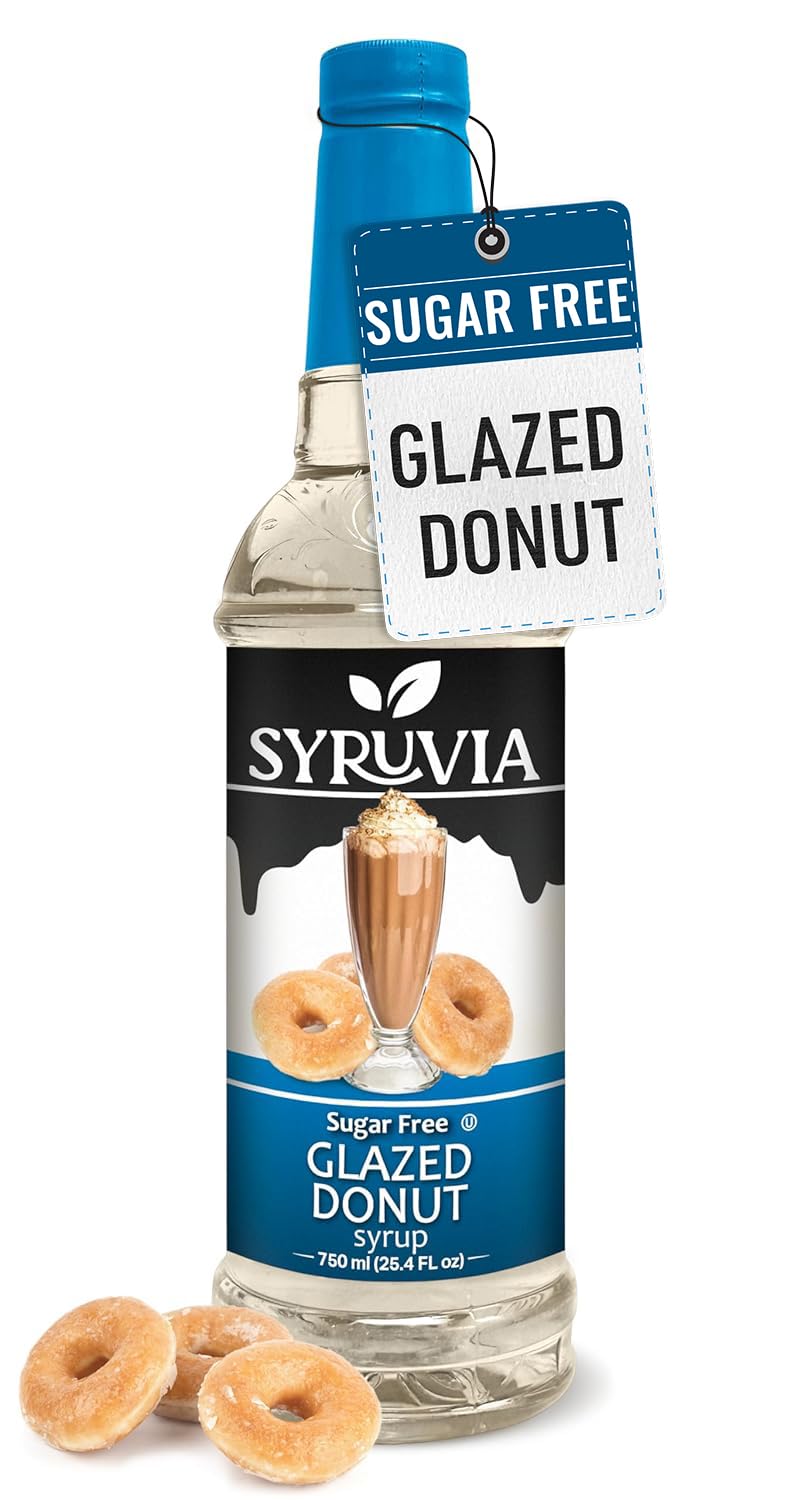 Syruvia Sugar Free Coffee Syrup, Glazed Donut Flavored Syrup for Drinks, Lattes, and Desserts – 25.4 fl oz