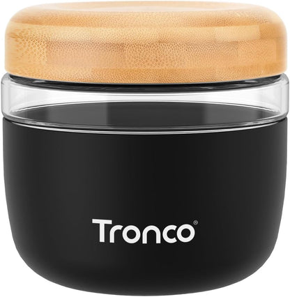 Tronco 24 oz Glass Container with Bamboo Lids, Food Storage Bowls for Soup, Stew & Overnight Oats, Meal Prep, Glass Lunch Bowl Container 100% Leak & Spill Proof, Airtight, BPA-Free- Ideal Gifts