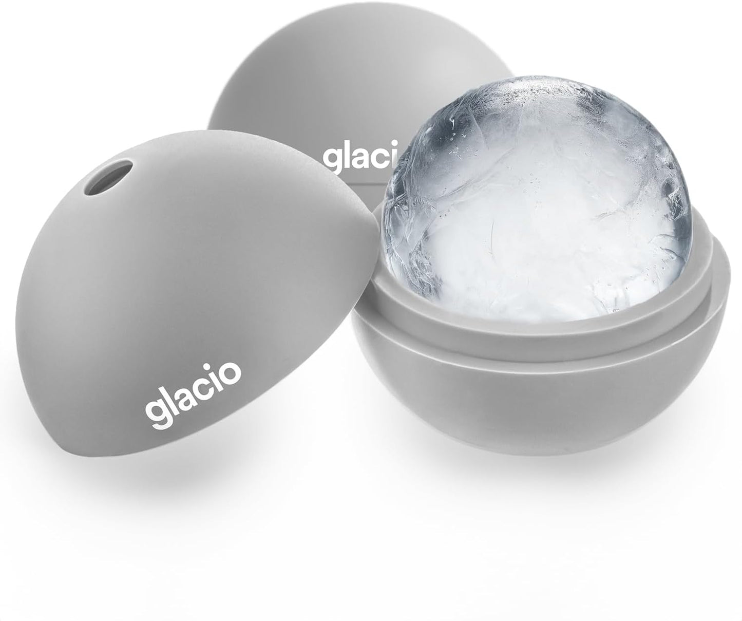 glacio Round Ice Cube Molds – Large Whiskey Ice Ball Maker | BPA-Free Silicone Sphere Mold for Bourbon Cocktails Scotch & Home Bar | Slow-Melting Ice Balls