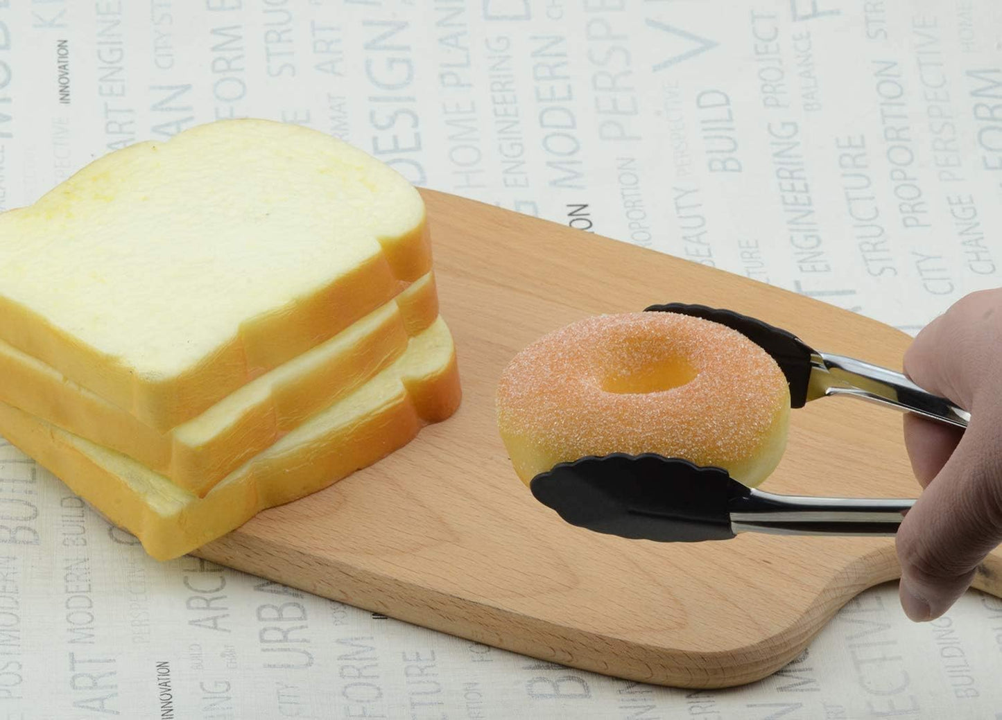 Mini Tongs with Silicone Tips 7-Inch Kitchen Tongs, Set of 3 (Black)