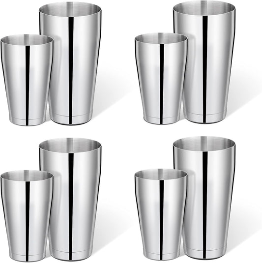 8 Pcs Cocktail Shaker Boston Shaker Set Professional Bartender Kit Bar Stainless Steel Drink Shaker Bartending Martini Tin with 18oz & 28oz Mixed Alcohol Tool for Beginner(Silver)