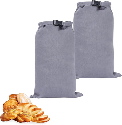 2 Pcs 100% Linen Bread Bags for Homemade Bread 13 x 19.6 Inches Reusable Sourdough Bread Storage Bag with Zipper (Gray)