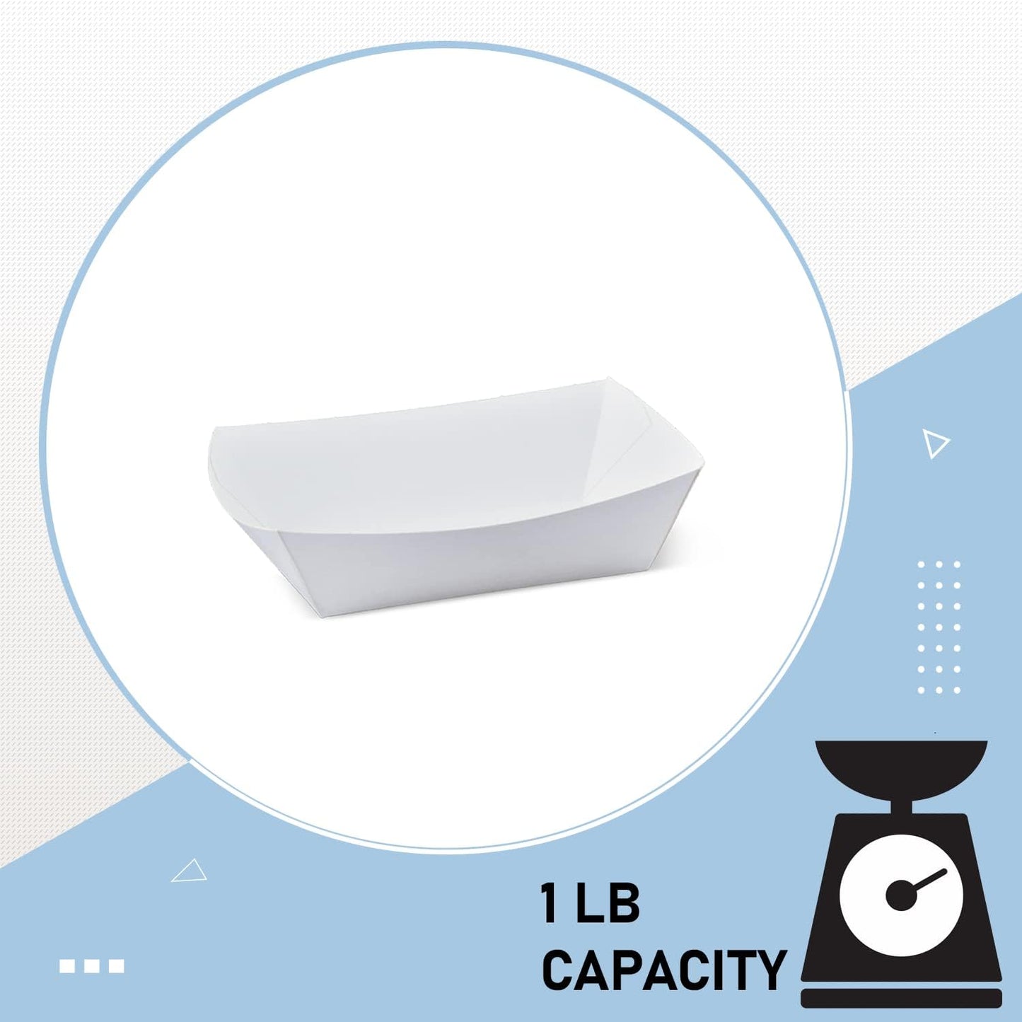 Angel's Peel Lounge White Paper Food Tray- Grease-Resistant and Microwavable- Heavy Duty Paper Trays Great for Tacos, Nachos, Fries, BBQ's, Picnics, Carnivals and Parties (1 lb) Pack of 100