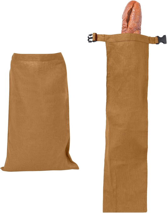 2 Pack 100% Linen Bread Bags for Homemade Bread Sourdough 13 x 19.6 Inch Reusable Bread Storage Bag 7.8 x 28.7 Inch for large Baguette (Dark Yellow)