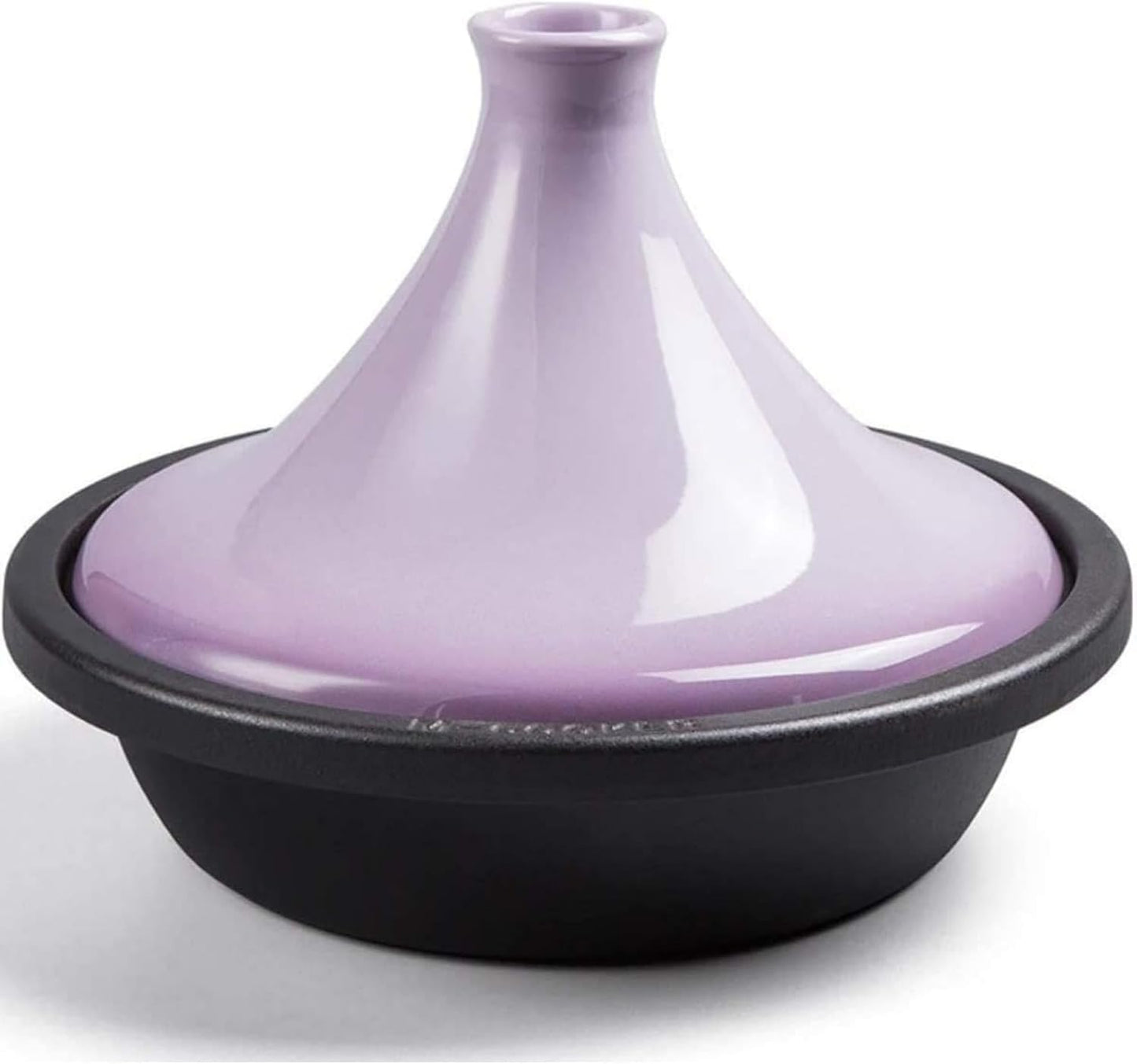 10in Ceramic Tagine Pot with Enameled Cast Iron Base and Cone-Shaped Lid for Braising Slow Cooking Clay Pot Induction Cooker (Purple)