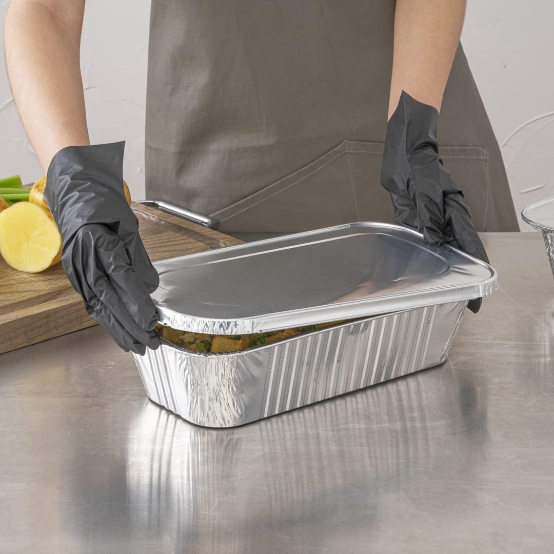 Restaurantware Aluminum Pan Cover 25 Count 12.69 x 6.56 Inch Oven Friendly Disposable Pan Lid 1/3 Size Foil Lid Temperature-Sealing Silver For Catering And Food Storage