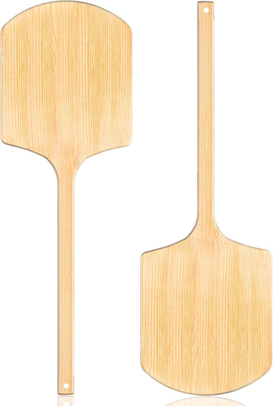 Bokon 2 Pack Wooden Pizza Peel, 16 x 14 Inch Large Pizza Paddle Set with 4 Inch Wooden Handle for Oven, Stone, Pan or Grill, Spatula for Baking Bread and Cake - Indoor & Outdoor