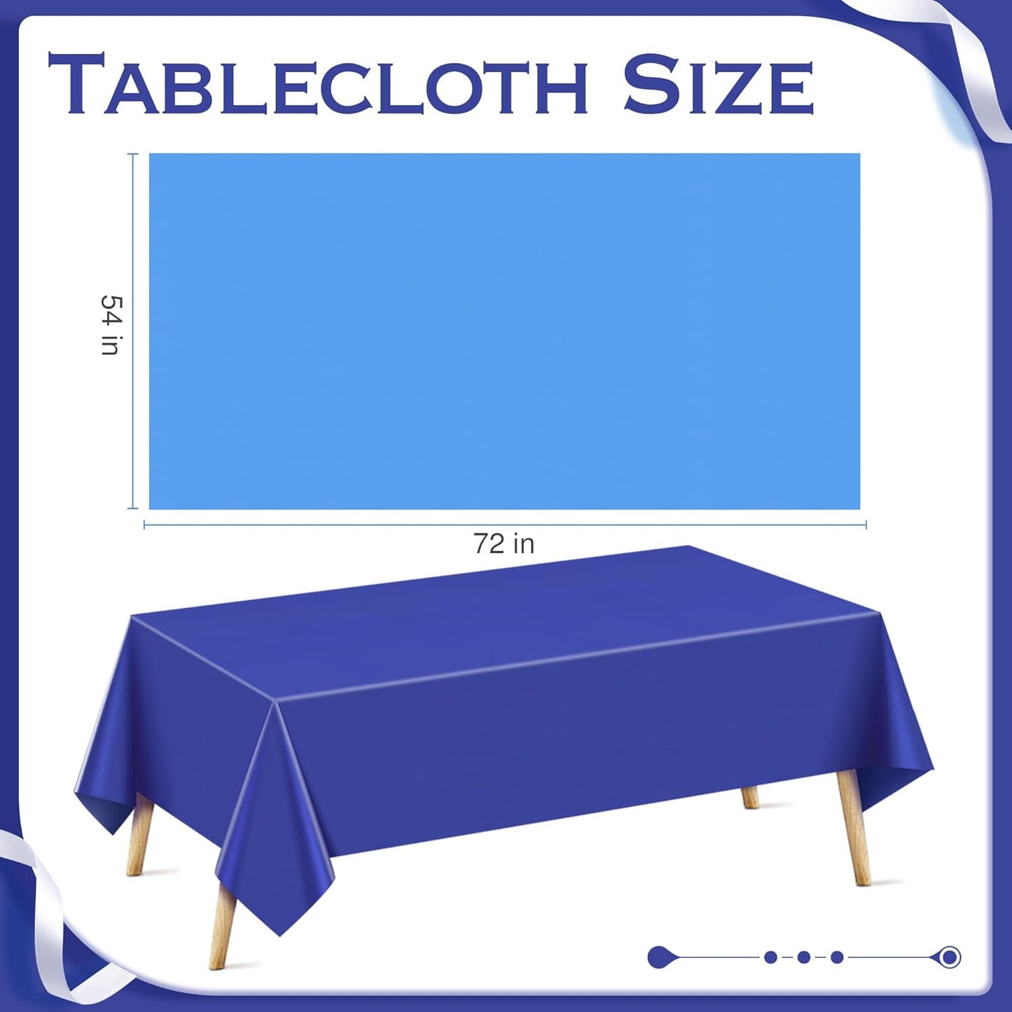 8 Pieces Rainbow Series Rectangle Tablecloth, 54x72" Solid Color Waterproof & Spillproof Disposable Plastic Table Cover, Durable Party Tablecloth for Dining, Buffet, Picnic, Outdoor Events
