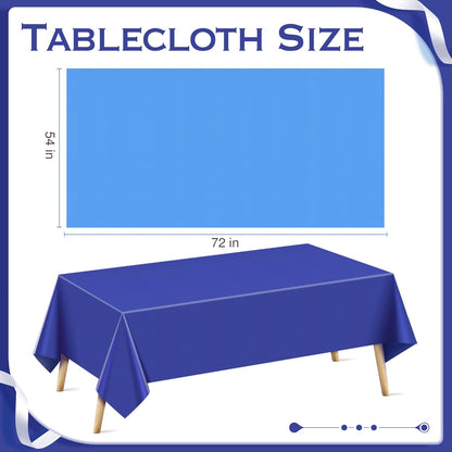 8 Pieces Rainbow Series Rectangle Tablecloth, 54x72" Solid Color Waterproof & Spillproof Disposable Plastic Table Cover, Durable Party Tablecloth for Dining, Buffet, Picnic, Outdoor Events