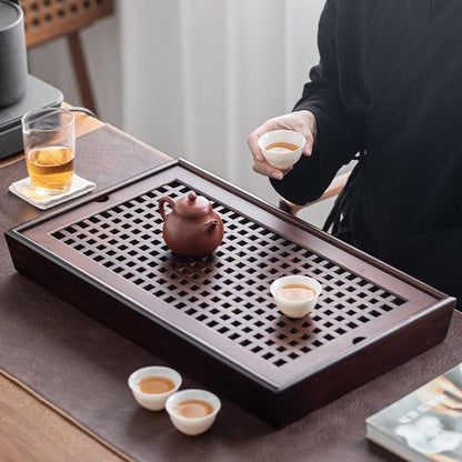 X-Large 19 Inch Bamboo Chinese Gongfu Tea Ceremony Tray with Drain Drainage Tea Box with Water Storage for Kungfu Kung fu Tea Set
