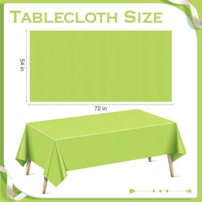 4 Pieces Pink & Green Series Rectangle Tablecloth, 54x72" Solid Color Waterproof & Spillproof Disposable Plastic Table Cover, Durable Party Tablecloth for Dining, Buffet, Picnic, Outdoor Events