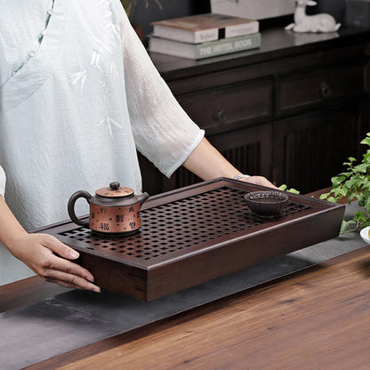 X-Large 19 Inch Bamboo Chinese Gongfu Tea Ceremony Tray with Drain Drainage Tea Box with Water Storage for Kungfu Kung fu Tea Set