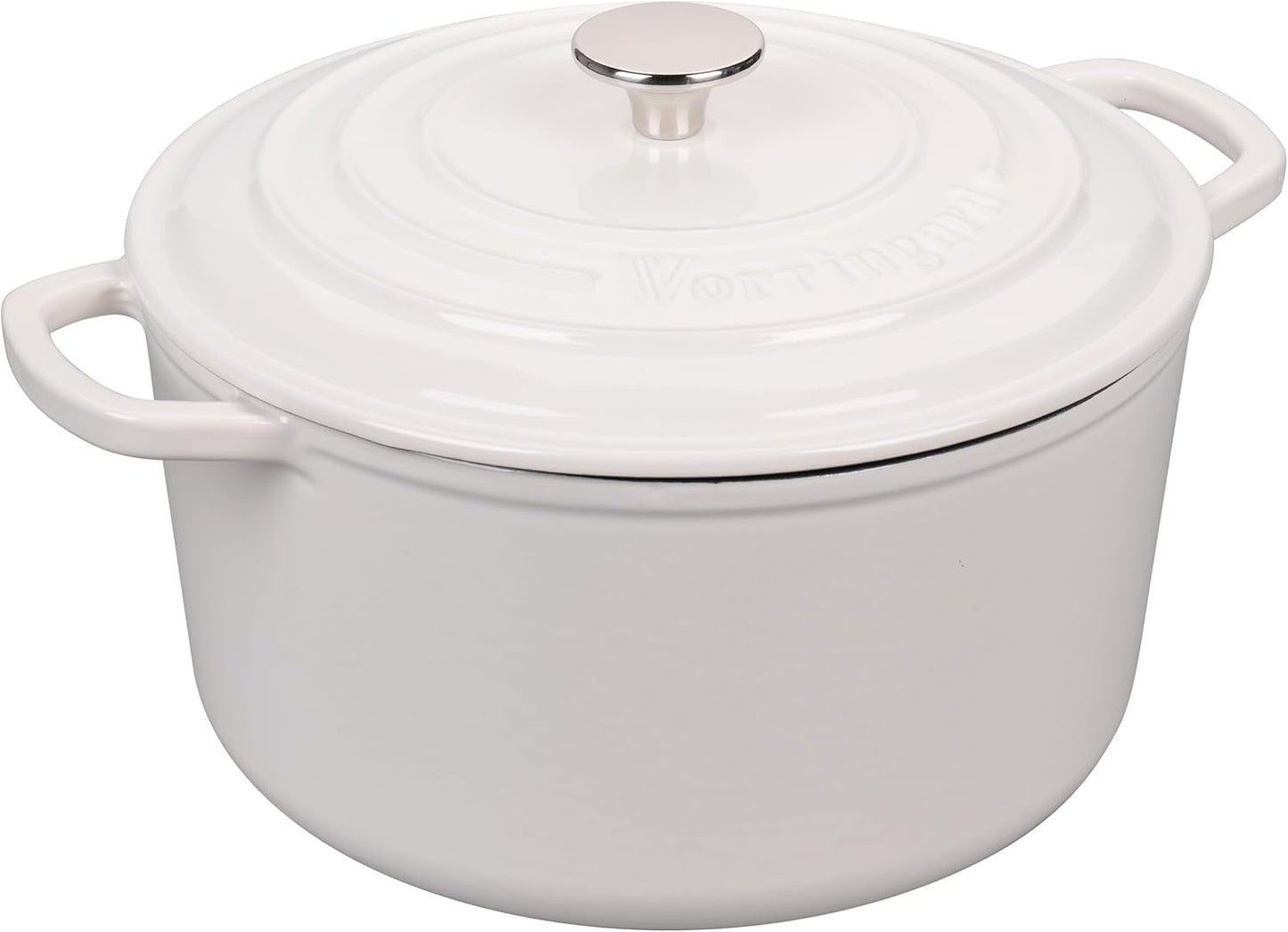Enameled Cast Iron Dutch Oven Pot with Lid, for Sourdough Bread Baking, Round Dutch Ovens, 4.5 Quart, White