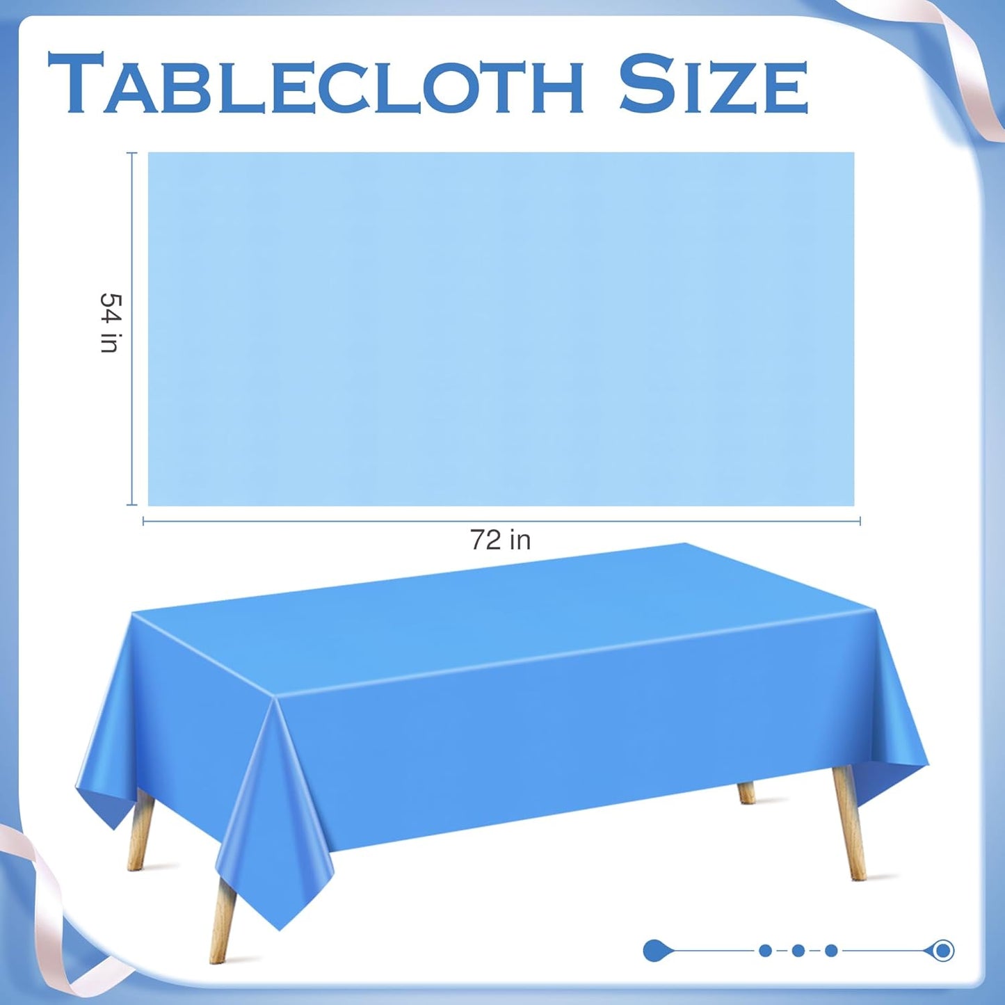 6 Pieces Blue & Purple Series Rectangle Tablecloth, 54x72" Solid Color Waterproof & Spillproof Disposable Plastic Table Cover, Durable Party Tablecloth for Dining, Buffet, Picnic, Outdoor Events