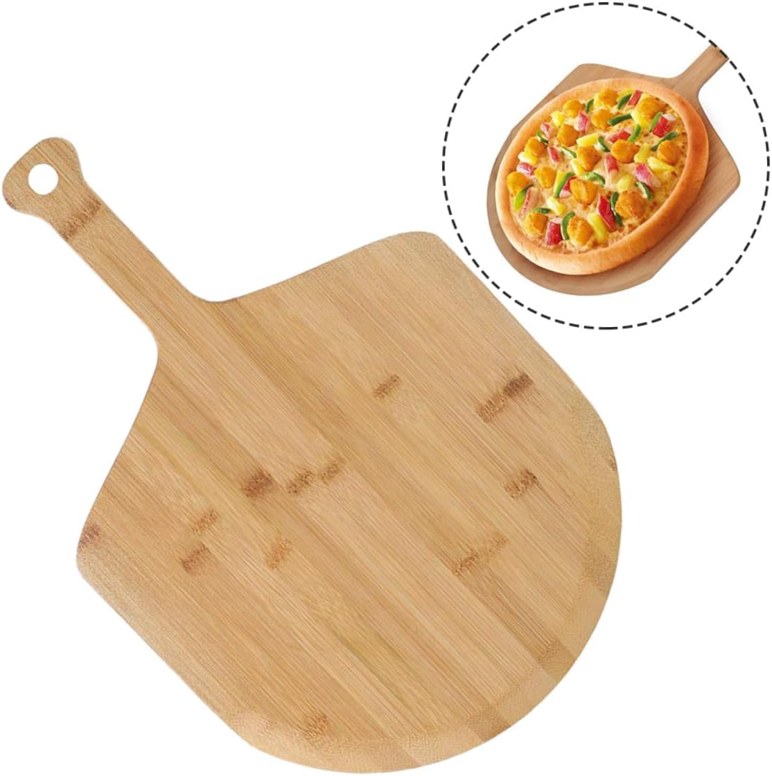 Pizza Peel with Handle Multipurpose Bread Cutting Board and Steak Tray for Serving Snacks Cake Fruits and Pizza at Parties and Outdoor Events