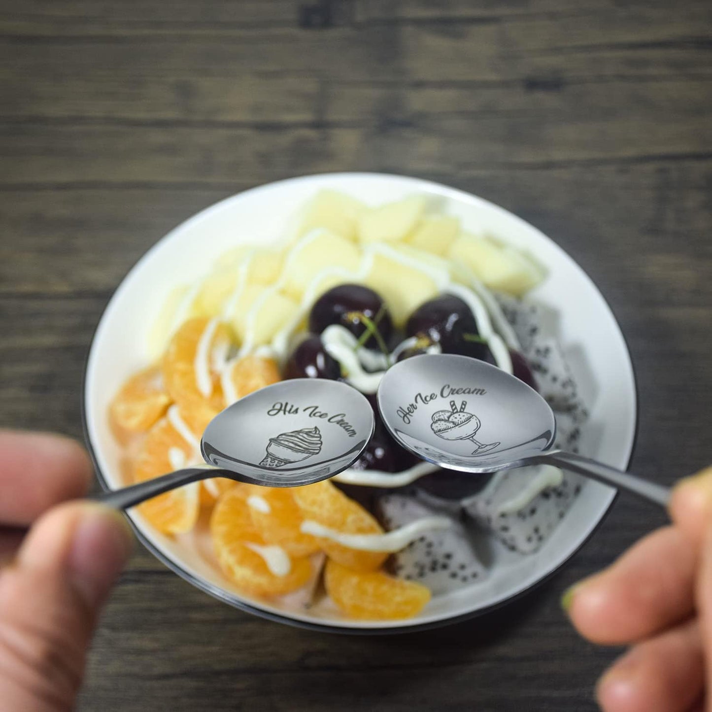 Gifts for Her Him Spoon Valentines Day gift His Ice Cream Her Ice Cream Engraved Spoons Personalized Gift for Valentine's Day Gift,Birthday Gift,Wedding Gift,Christmas Gift