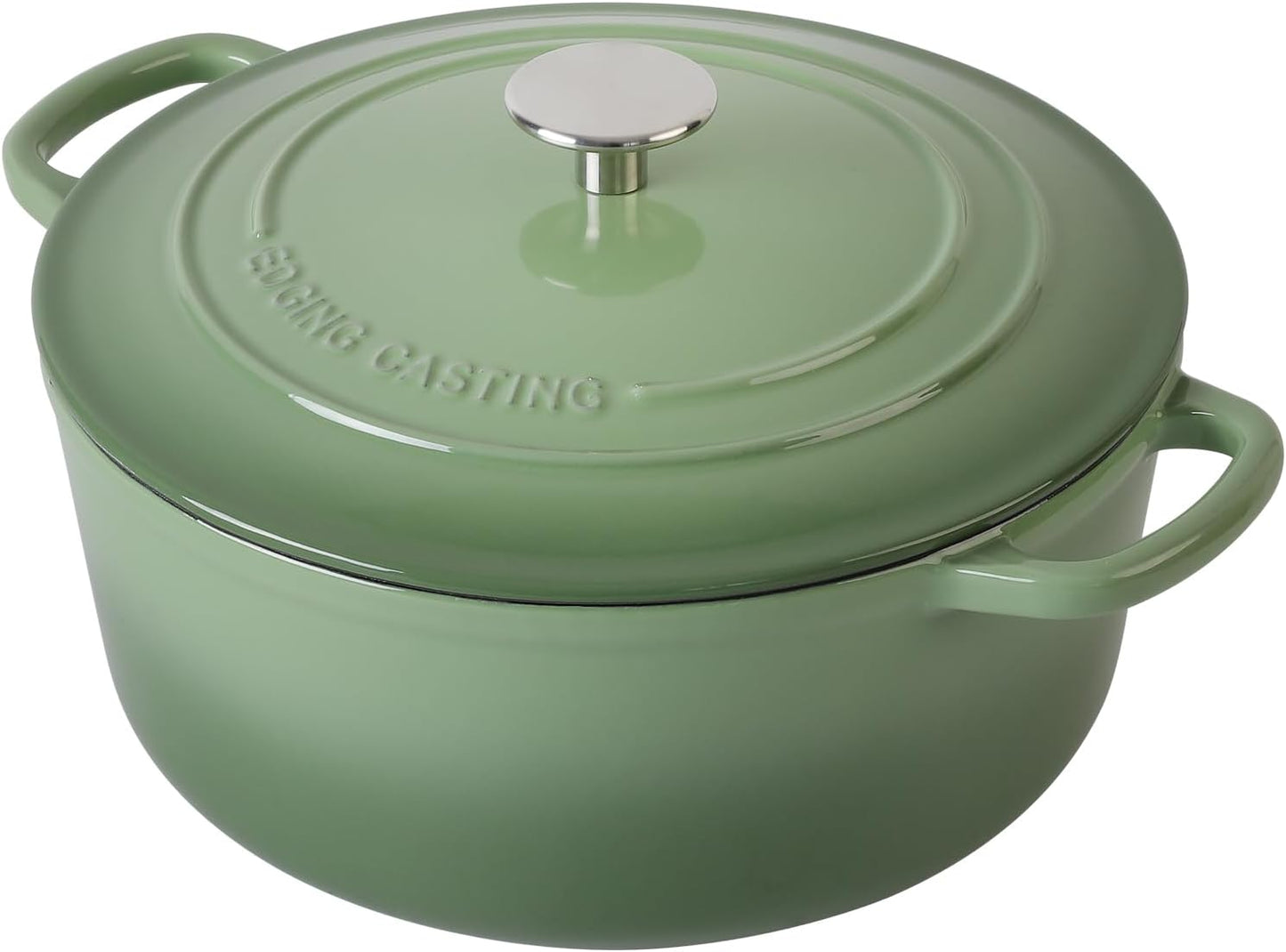 Enameled Dutch Ovens Cast Iron Dutch Oven Pot with Lid for Bread Baking, Cook, Dual Handle, 7 Quart, Pistachio Green