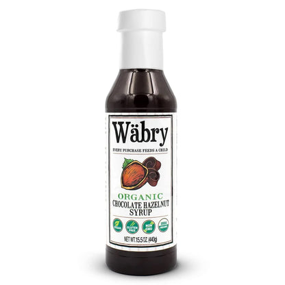 Wäbry Organic Chocolate Hazelnut Syrup – 15.5oz (439g), Natural Chocolate Syrup for Pancakes and Waffles, Drinks and Ice cream, Vegan Mocha Syrup for Coffee, Non-GMO & Dye-Free – BPA Free Bottle