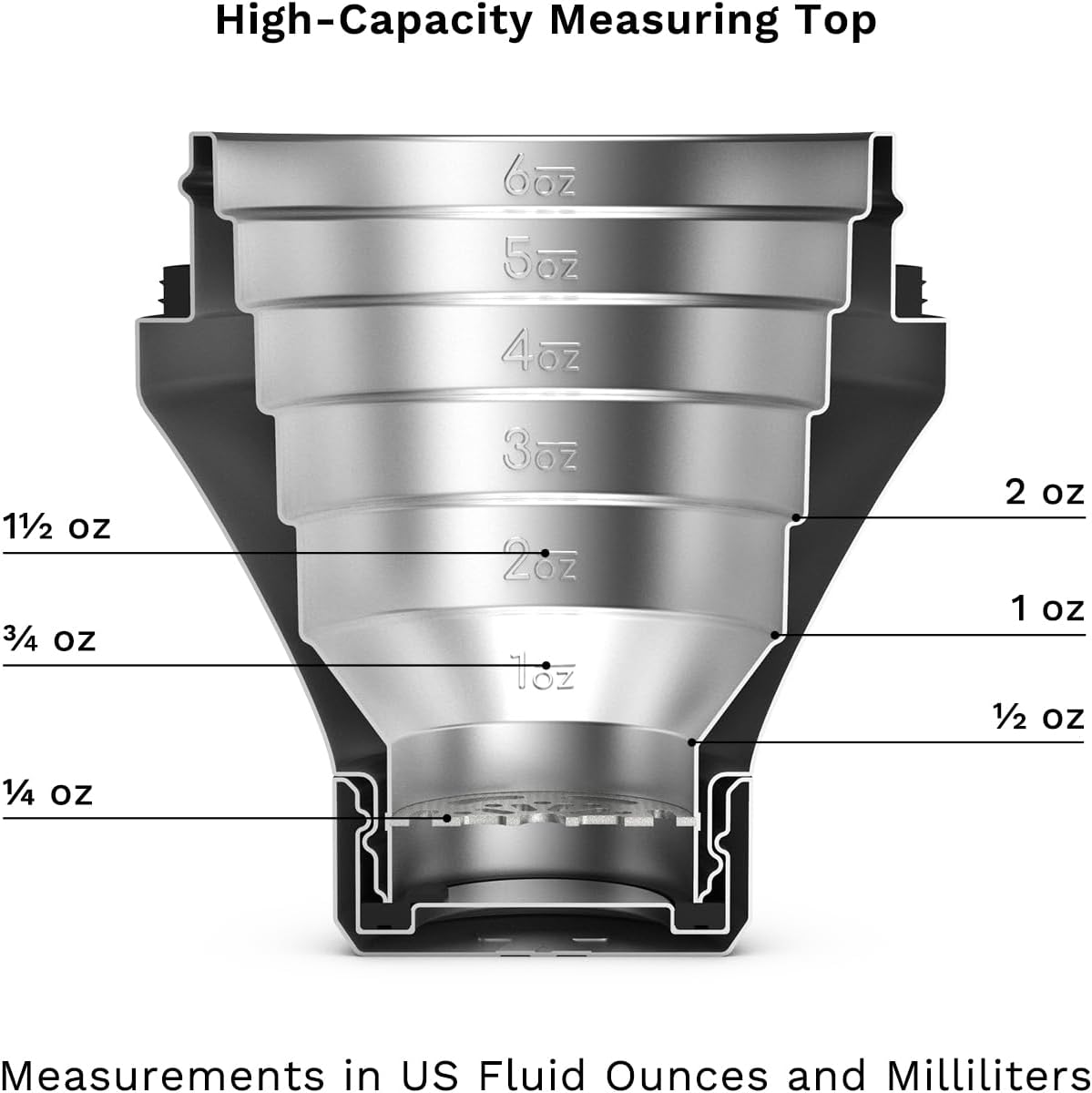 Elevated Craft Hybrid Cocktail Shaker - Premium Vacuum Insulated Stainless Steel Gunmetal Cocktail Shaker - Innovative Measuring System - Martini Shaker for the Home Bartender - 28oz Total Volume